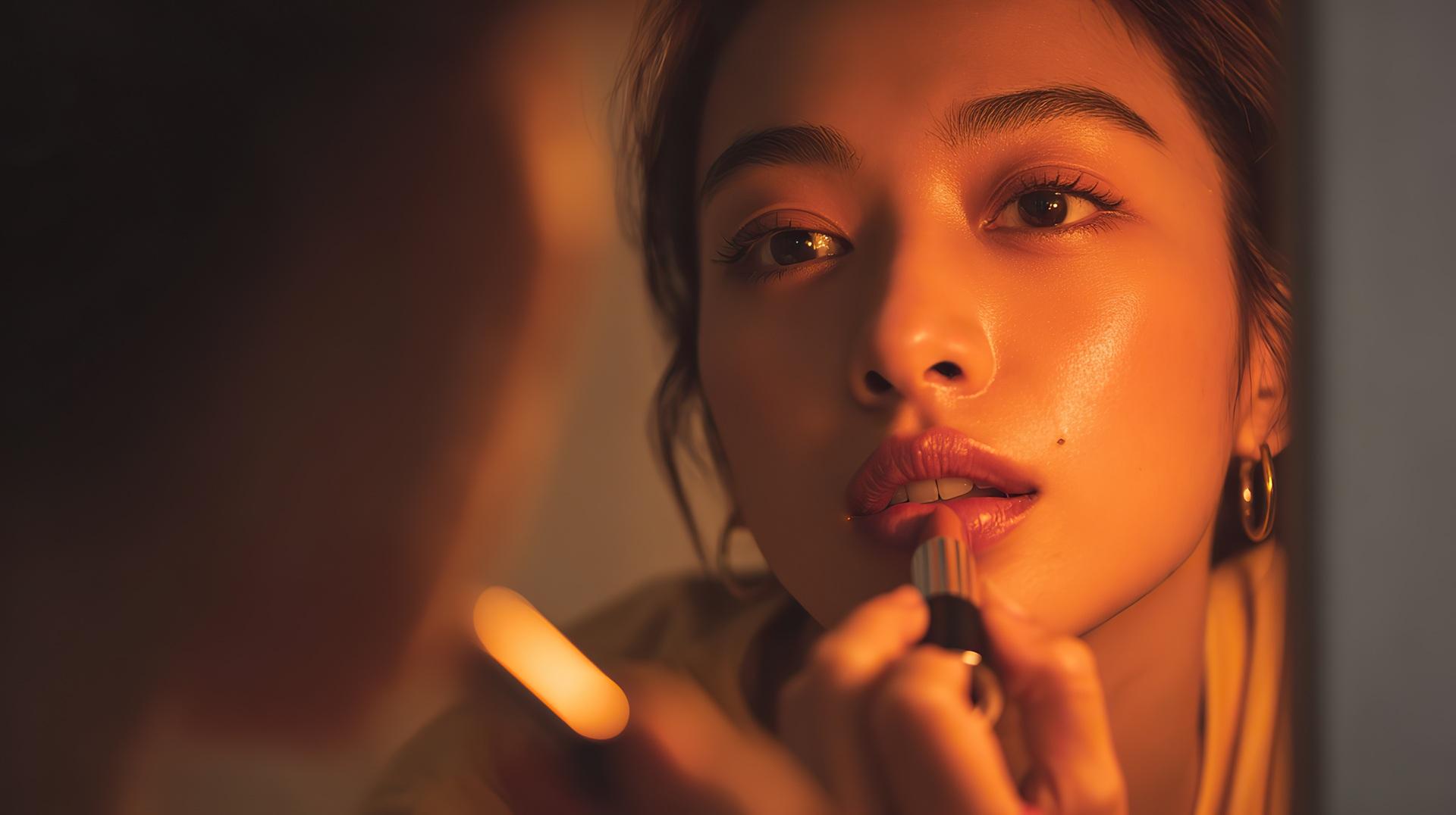Lippenpflege bei Abendlicht | Schminktisch

